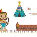 Indianer Kissen + Taschenbild ITH Stickdatei - Sewando