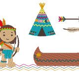 Indianer Kissen + Taschenbild ITH Stickdatei - Sewando