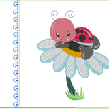 Stickdatei - Kaefer Marienkaefer auf Blume Kissen und Laetzchen SET ITH