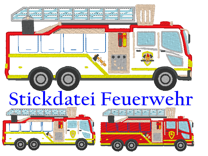 Stickdatei - Feuerwehr Feuerwehrauto, Drehleiter - Sewando