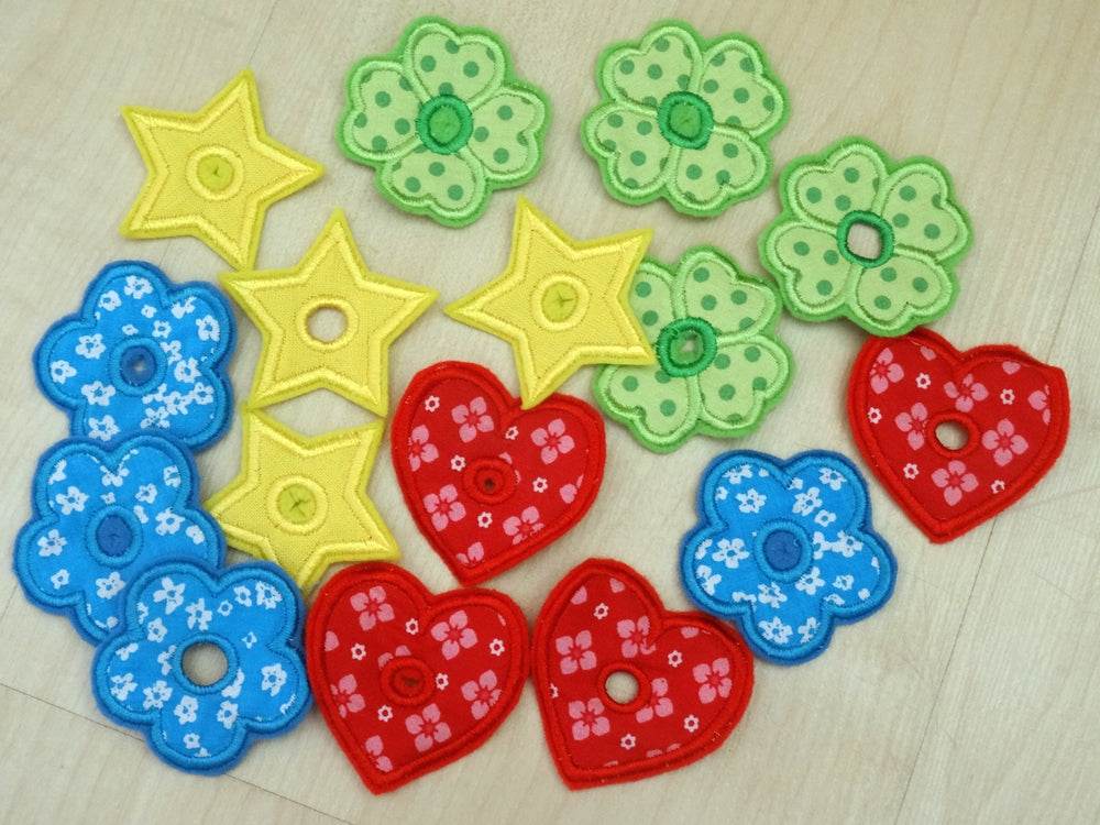Ösen Stickdatei Herz Stern Kleeblatt Blume - Sewando