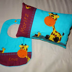 Stickdatei - Giraffe mit Schnecke Kissen und Laetzchen SET ITH - Sewando