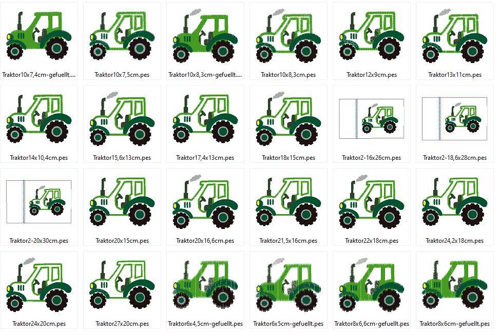 Traktor Stickdatei alle Größen inkl. Kissen ITH - Sewando