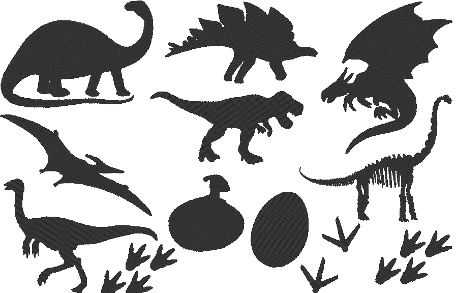 Dino Silhouetten Stickdatei - Sewando