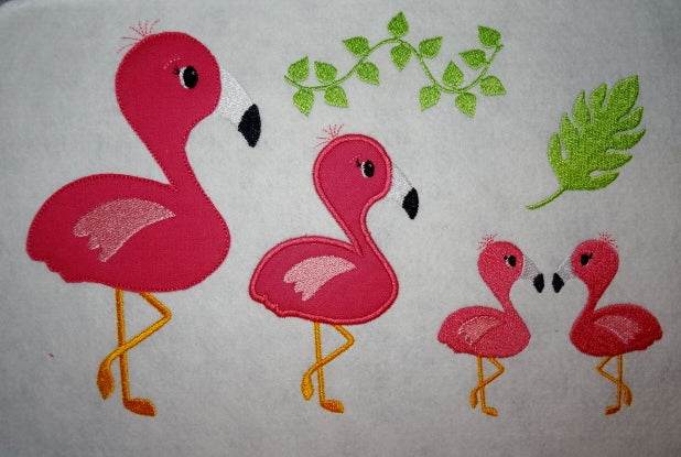 Stickdatei Flamingo Blätter Set - Sewando