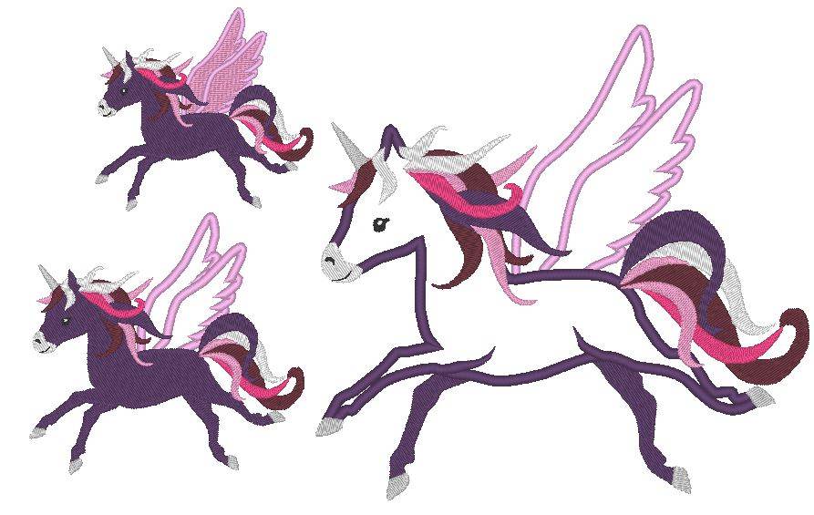 Stickdatei - Pegasus Pferd Einhorn in 7 Größen - Sewando