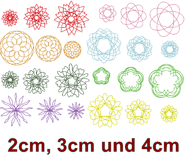 Stickdatei - Zirkel Mandala Mini Blumen 2 bis 4cm Teil 1 - Sewando