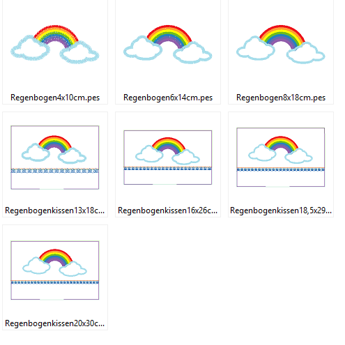 Regenbogen inkl. Kissen ITH Stickdatei - Sewando