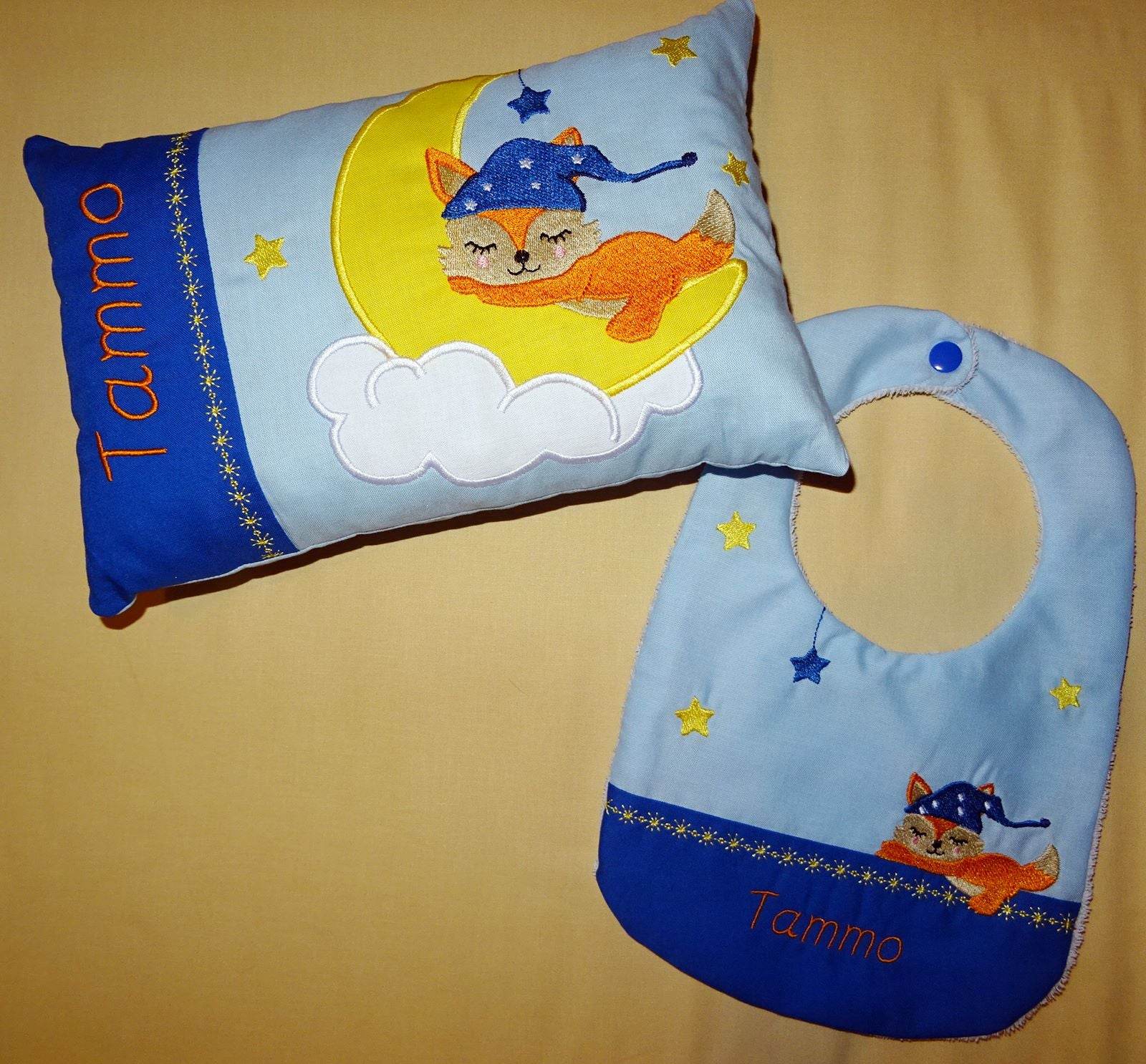 Stickdatei - Fuchs auf dem Mond Kissen und Laetzchen SET ITH - Sewando