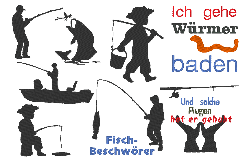 Stickdatei - Angler Angel Angeln Fisch - Sewando