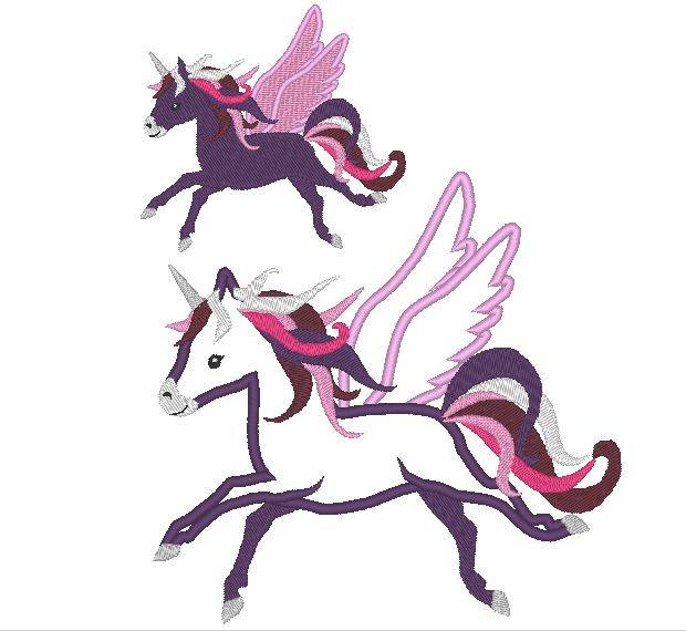 Stickdatei - Pegasus Pferd Einhorn in 7 Größen - Sewando