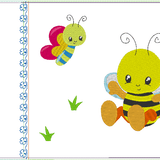 Stickdatei - Biene mit Schmetterling Kissen und Laetzchen SET ITH - Sewando