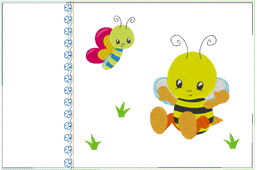 Stickdatei - Biene mit Schmetterling Kissen und Laetzchen SET ITH - Sewando