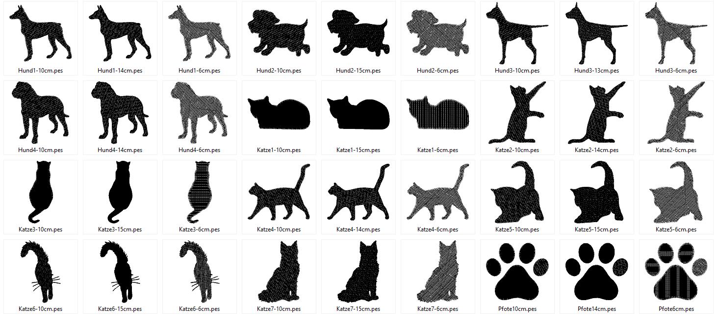 Stickdatei - Hund und Katze Silhouette - Sewando