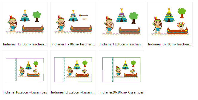 Indianer Kissen + Taschenbild ITH Stickdatei - Sewando