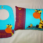 Stickdatei - Giraffe mit Schnecke Kissen und Laetzchen SET ITH - Sewando