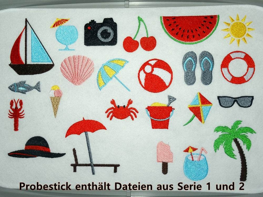 Sommer 1.0 Stickdatei 12 Motive in je 3 Groeßen - Sewando