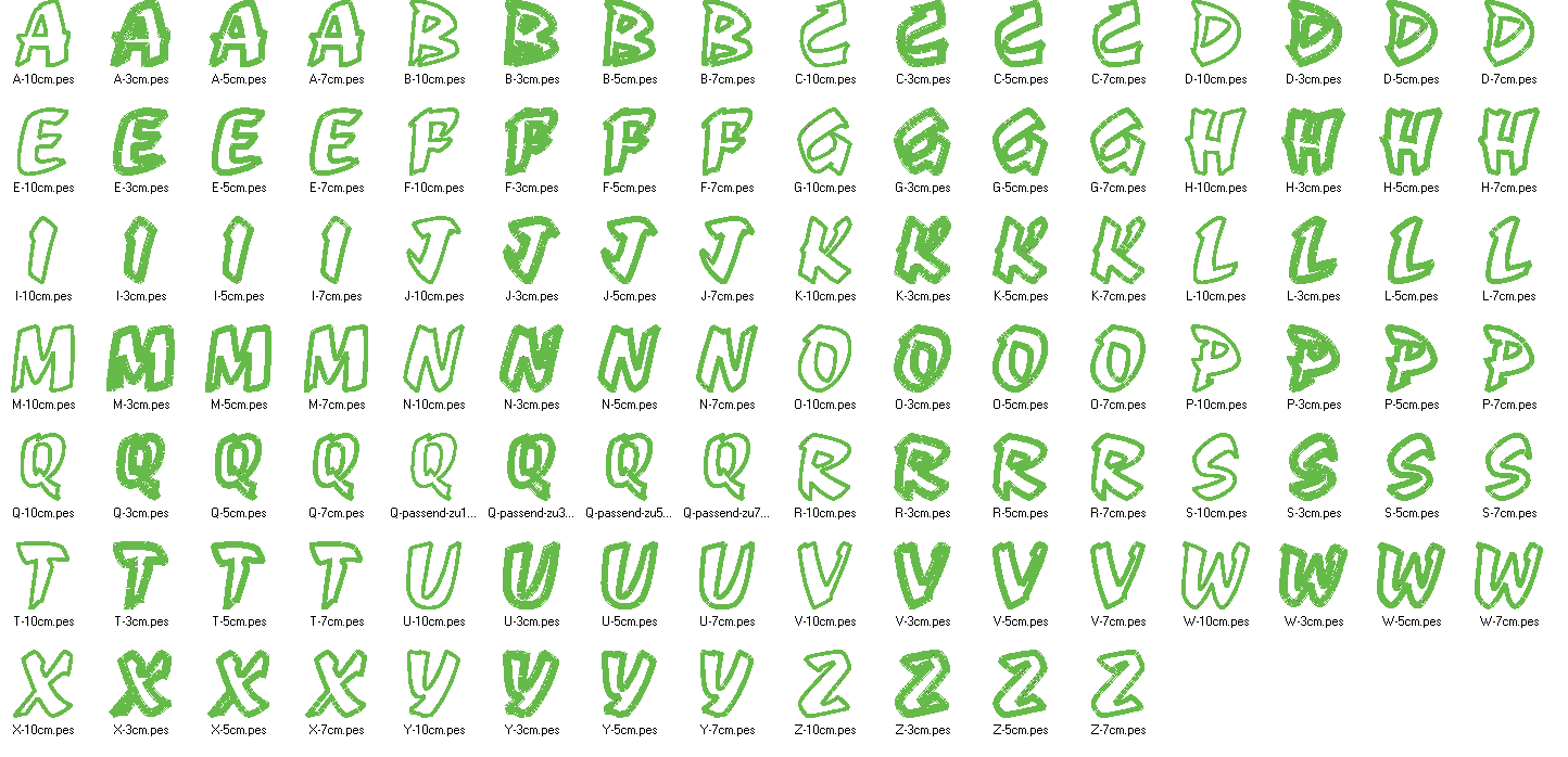 Buchstaben Stickdatei Alphabet 3cm 5cm 7cm 10 cm - Sewando