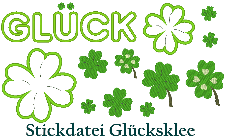 Gluecksklee Stickdatei Kleeblatt Klee - Sewando