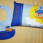 Stickdatei - Fuchs auf dem Mond Kissen und Laetzchen SET ITH - Sewando