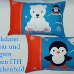 Stickdatei - Taschenmotiv + Kissen Eisbaer und Pinguin ITH - Sewando