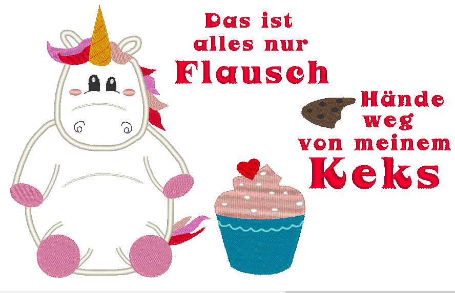 Stickdatei dickes Einhorn inkl. Kissen ITH - Sewando