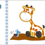 Stickdatei - Giraffe mit Schnecke Kissen und Laetzchen SET ITH - Sewando