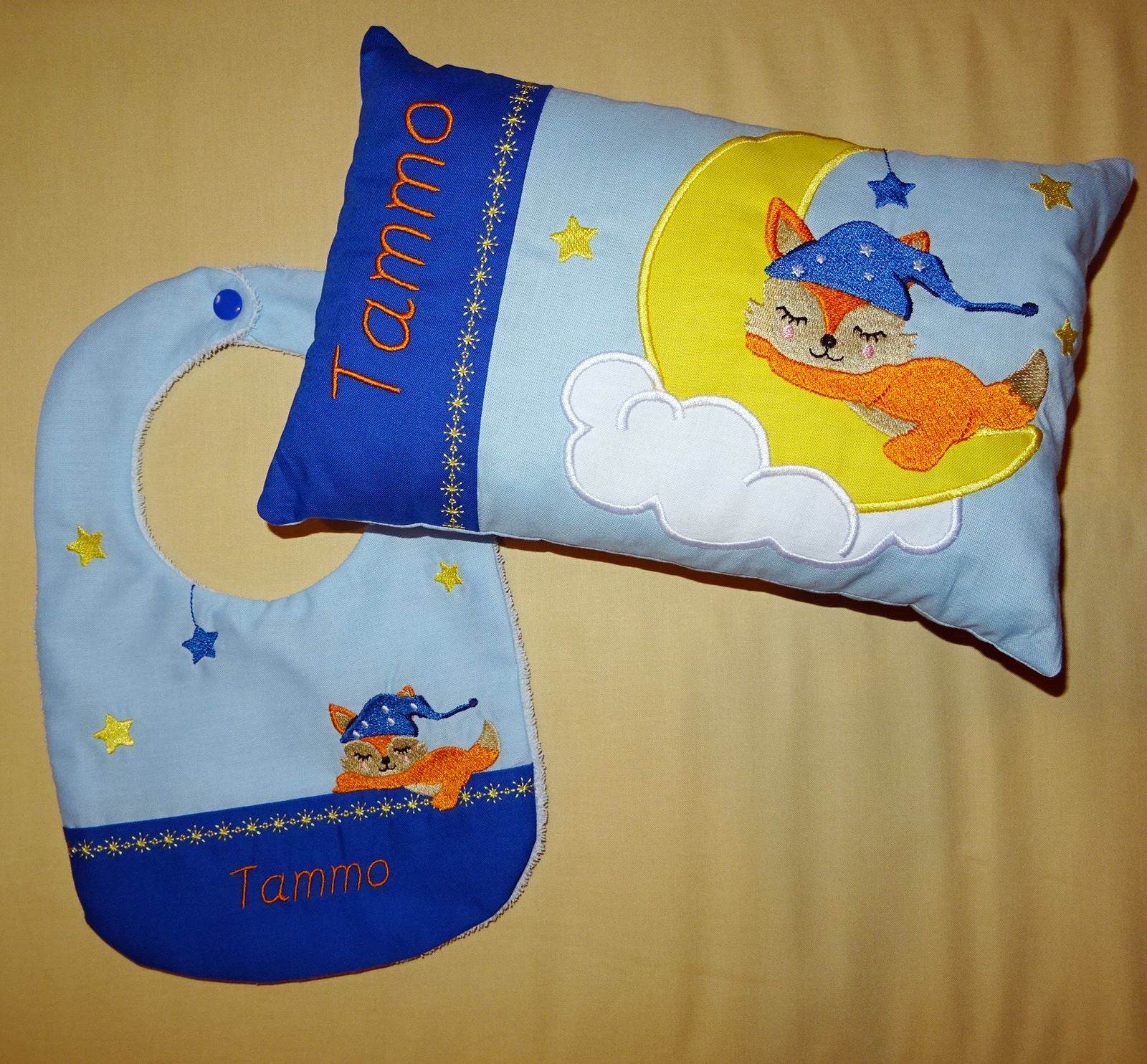 Stickdatei - Fuchs auf dem Mond Kissen und Laetzchen SET ITH - Sewando