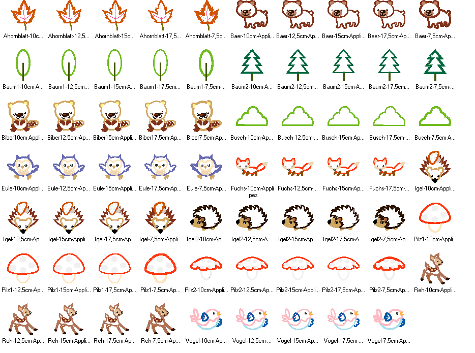 Stickdatei - Waldtiere Applikation - Sewando