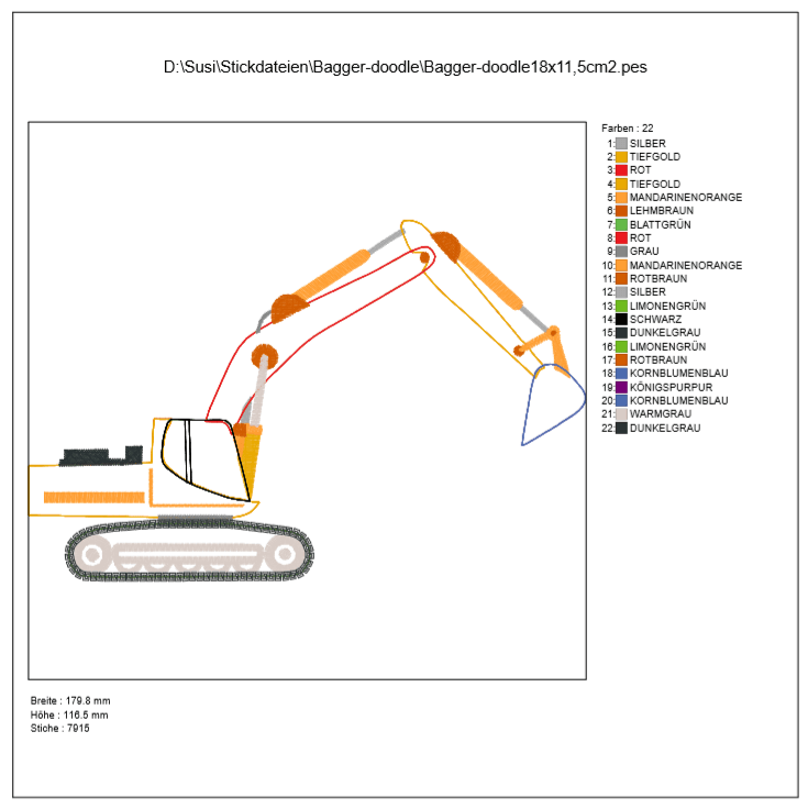 Bagger Doodle Stickdatei - Sewando
