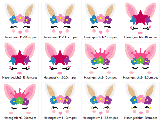 Hasen Gesichter Stickdatei - Sewando