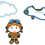 Pilot Flugzeug Wolke Stickdatei - Sewando
