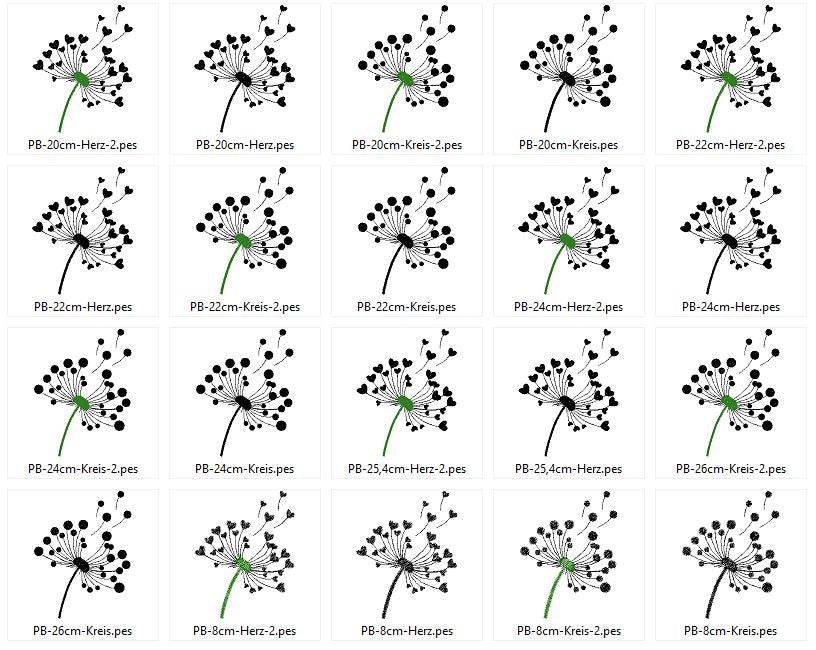 Pusteblumen Stickdatei Pusteblume mit Herz - Sewando