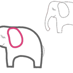 3D Elefant Stickdatei + Doodle inkl. Kissen ITH - Sewando