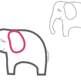 3D Elefant Stickdatei + Doodle inkl. Kissen ITH - Sewando