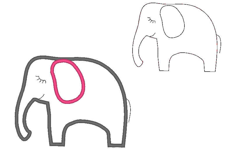 3D Elefant Stickdatei + Doodle inkl. Kissen ITH - Sewando