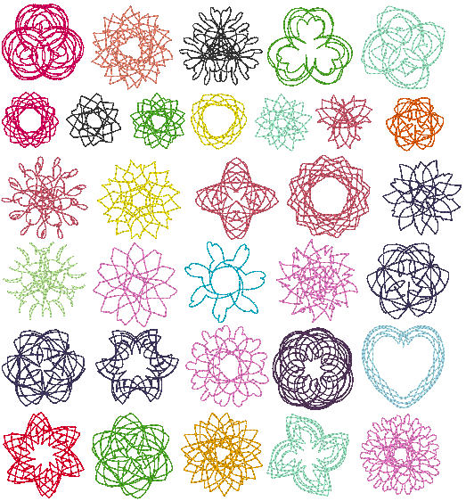 Stickdatei - Zirkel Mandala Mini Blumen 2 bis 4cm Teil 2 - Sewando