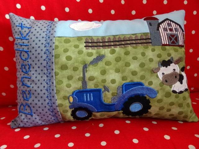 Bauernhof Stickdatei Taschenmotiv + Kissen ITH - Sewando
