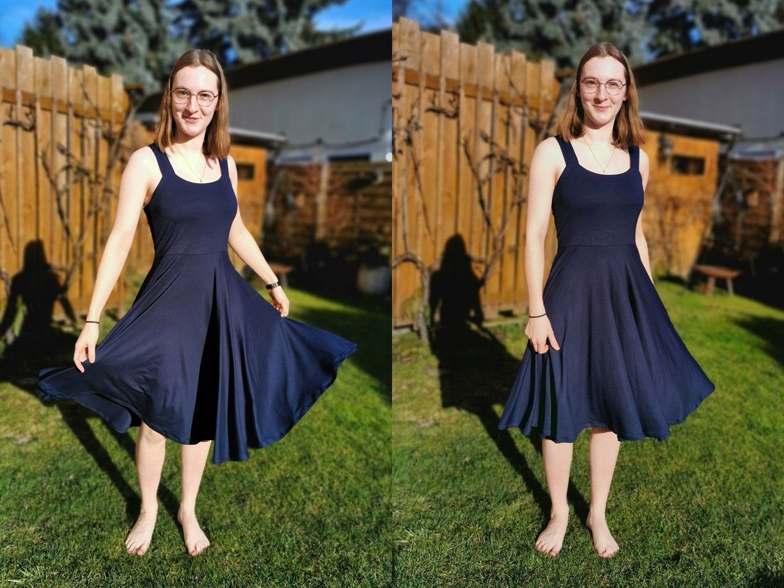 Kleid Laura Trägerkleid mit Tellerrock nähen Gr. 32-48 - Sewando