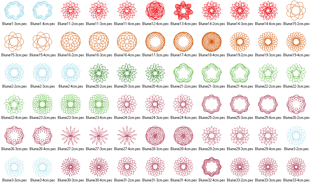 Stickdatei - Zirkel Mandala Mini Blumen 2 bis 4cm Teil 1 - Sewando