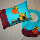 Stickdatei - Giraffe mit Schnecke Kissen und Laetzchen SET ITH - Sewando