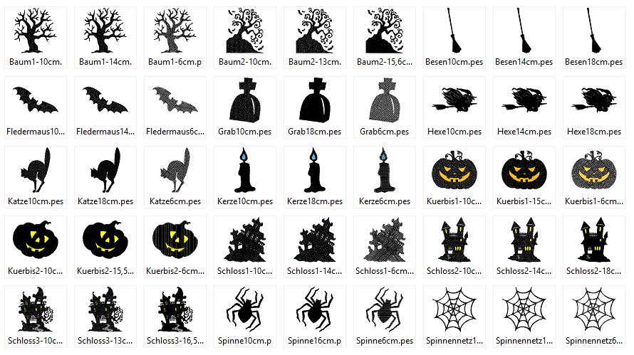 Halloween Silhouette Stickdatei - Sewando
