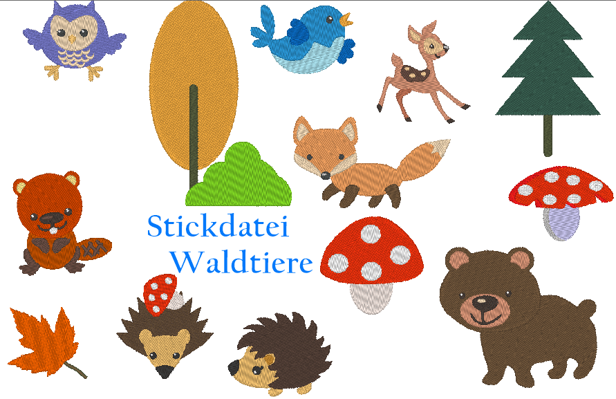 Stickdatei - Waldtiere gefüllt - Sewando