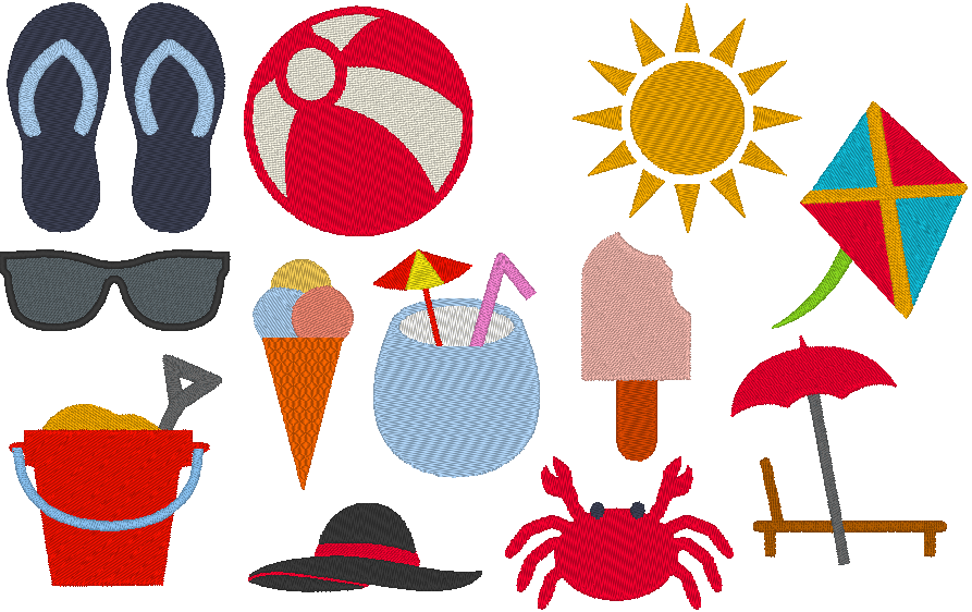 Sommer 1.0 Stickdatei 12 Motive in je 3 Groeßen - Sewando