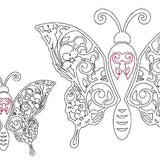 Stickdatei - Schmetterling Linie und Schnoerkel Blumen Silhouette - Sewando