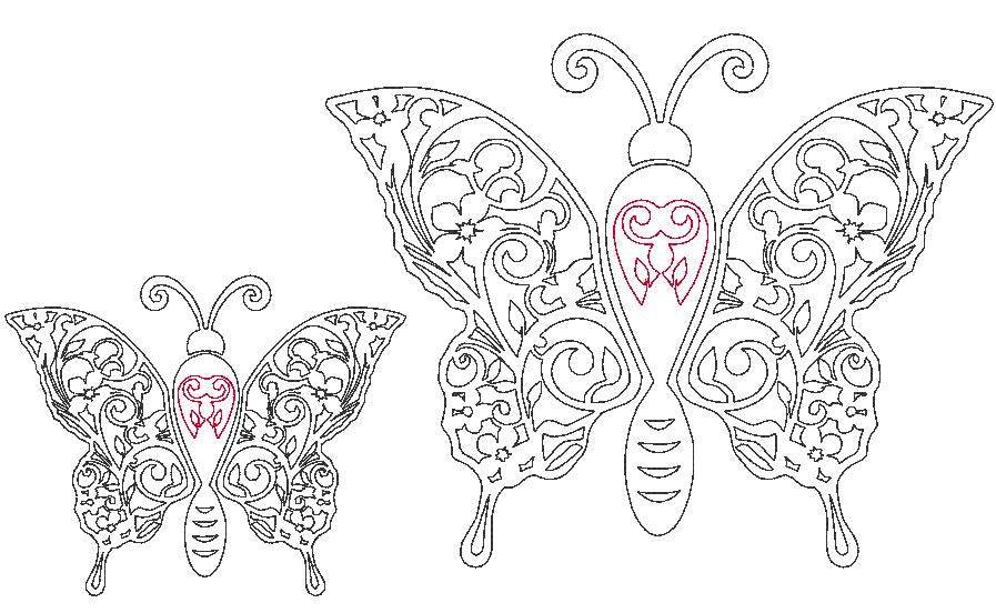 Stickdatei - Schmetterling Linie und Schnoerkel Blumen Silhouette - Sewando