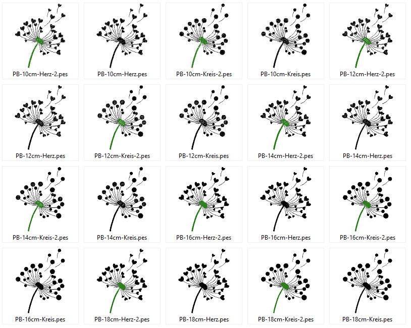 Pusteblumen Stickdatei Pusteblume mit Herz - Sewando