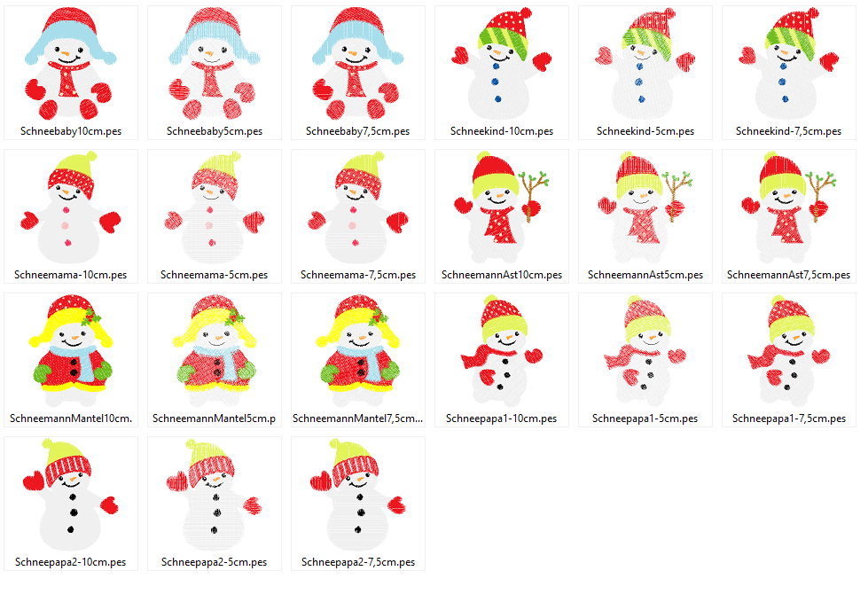 Schneemann Familie Stickdatei - Sewando