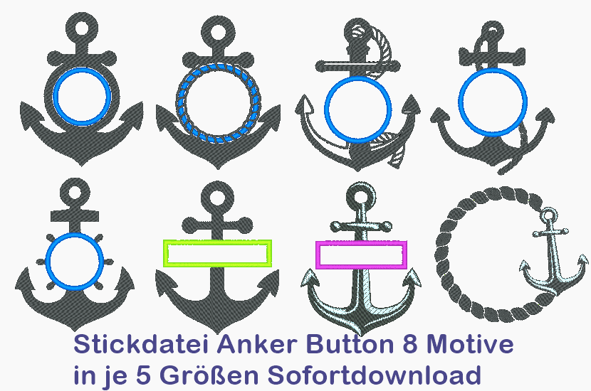 Anker Button Silhouette Stickdatei - Sewando