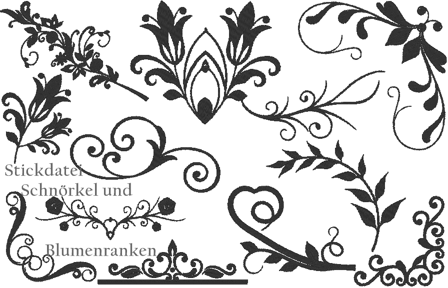 Blumenranken und Schnoerkel Stickdatei - Sewando